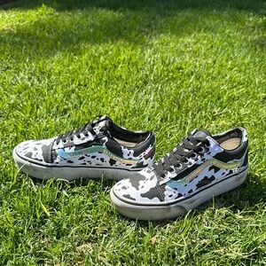 Vans Custom Cow Print Platform Holographic Sneakers 8
